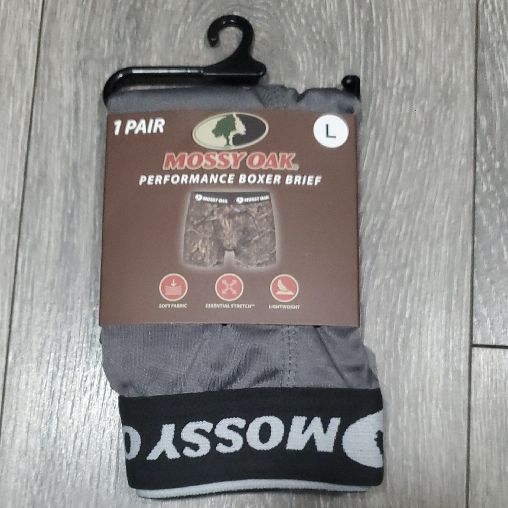 Mossy Oak Gray Boxer Brief with Black Branded Waistband